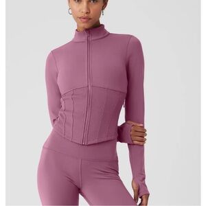 ALO Airbrush Corset Full Zip Jacket, Soft Mulberry